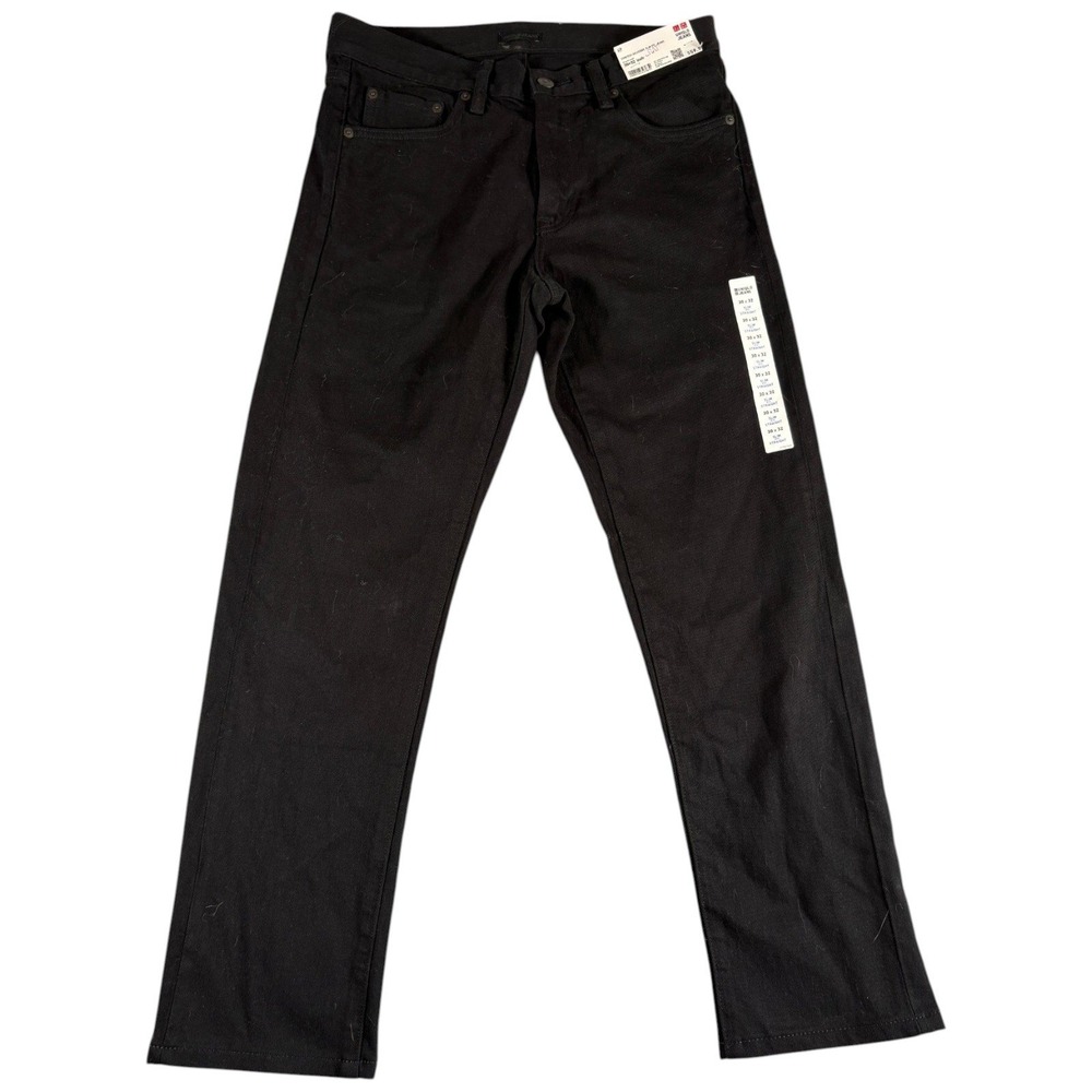 Uniqlo Jeans Men's 30x32 Black Wash Stretch Selvedge Slim Premium Denim Y2K BoHo